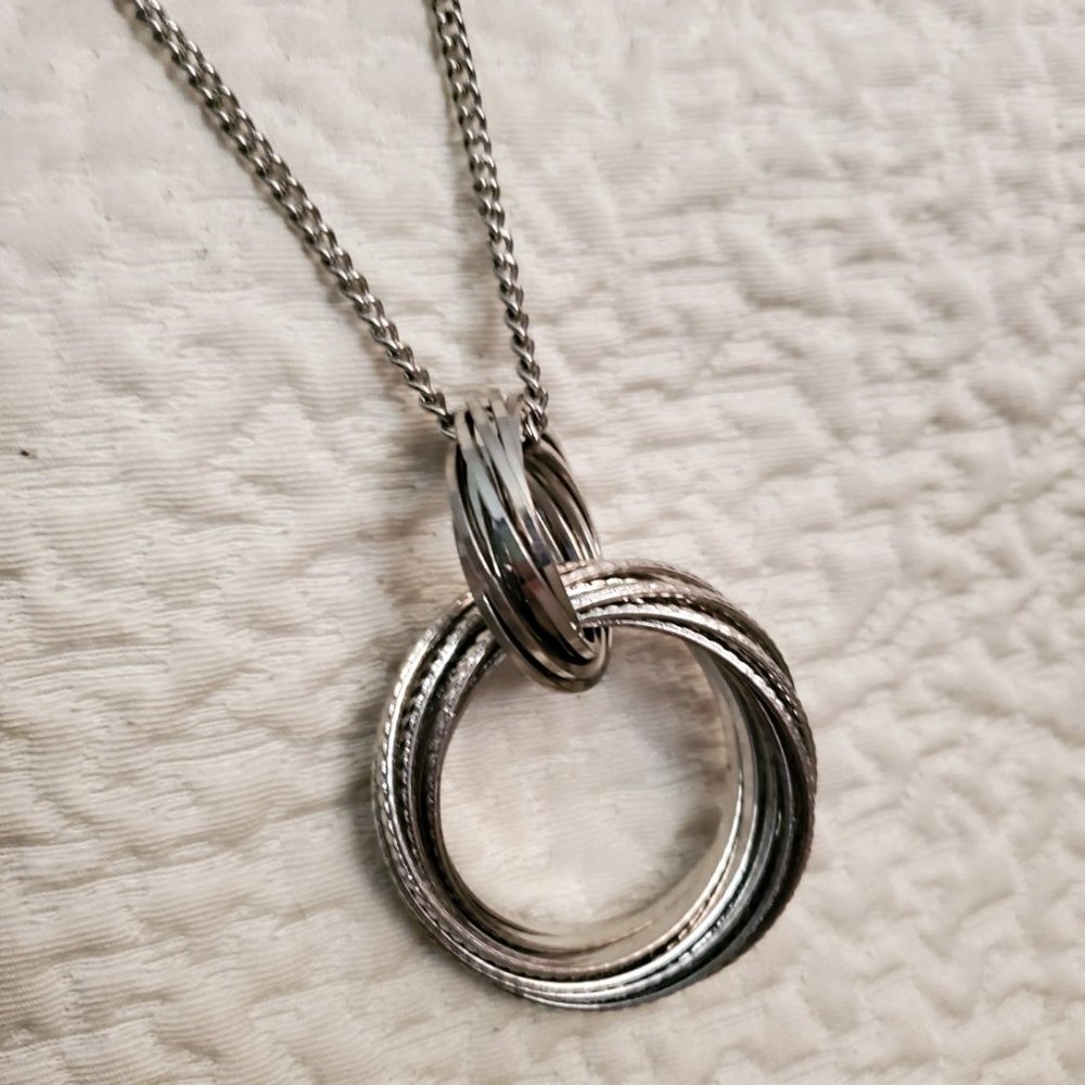 Silver Tone Chunky Multi Open Circles Statement Necklace - Picture 7 of 13
